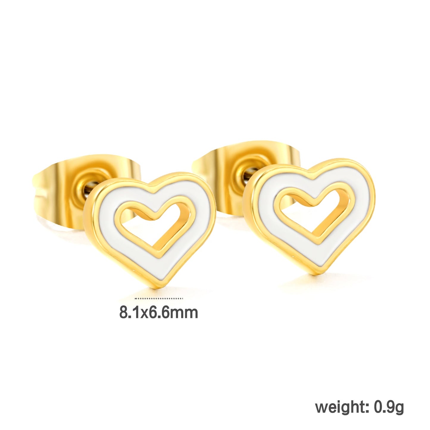 10 pairs mixed 5 colors 8.1*6.6mm heart shaped oil drip set earrings gold color asonjewelry