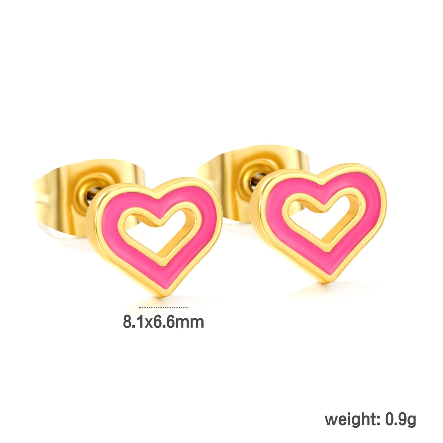 10 pairs mixed 5 colors 8.1*6.6mm heart shaped oil drip set earrings gold color asonjewelry