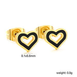 10 pairs mixed 5 colors 8.1*6.6mm heart shaped oil drip set earrings gold color