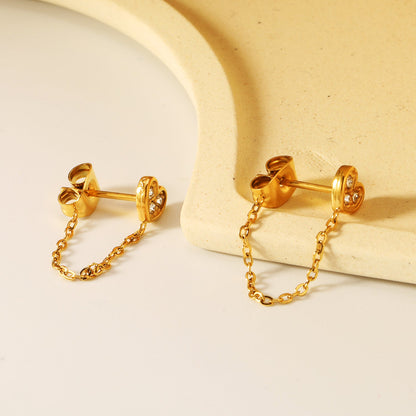 5*5.8mm heart-shaped stick white zirconium/purple drip oil/dark blue drip oil +03 cross chain 30mm accessories earrings gold color asonjewelry