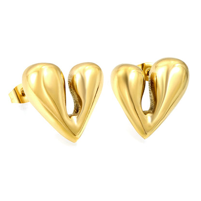 19*18mm two-petal heart-shaped earrings (divided into left and right) Gold color asonjewelry