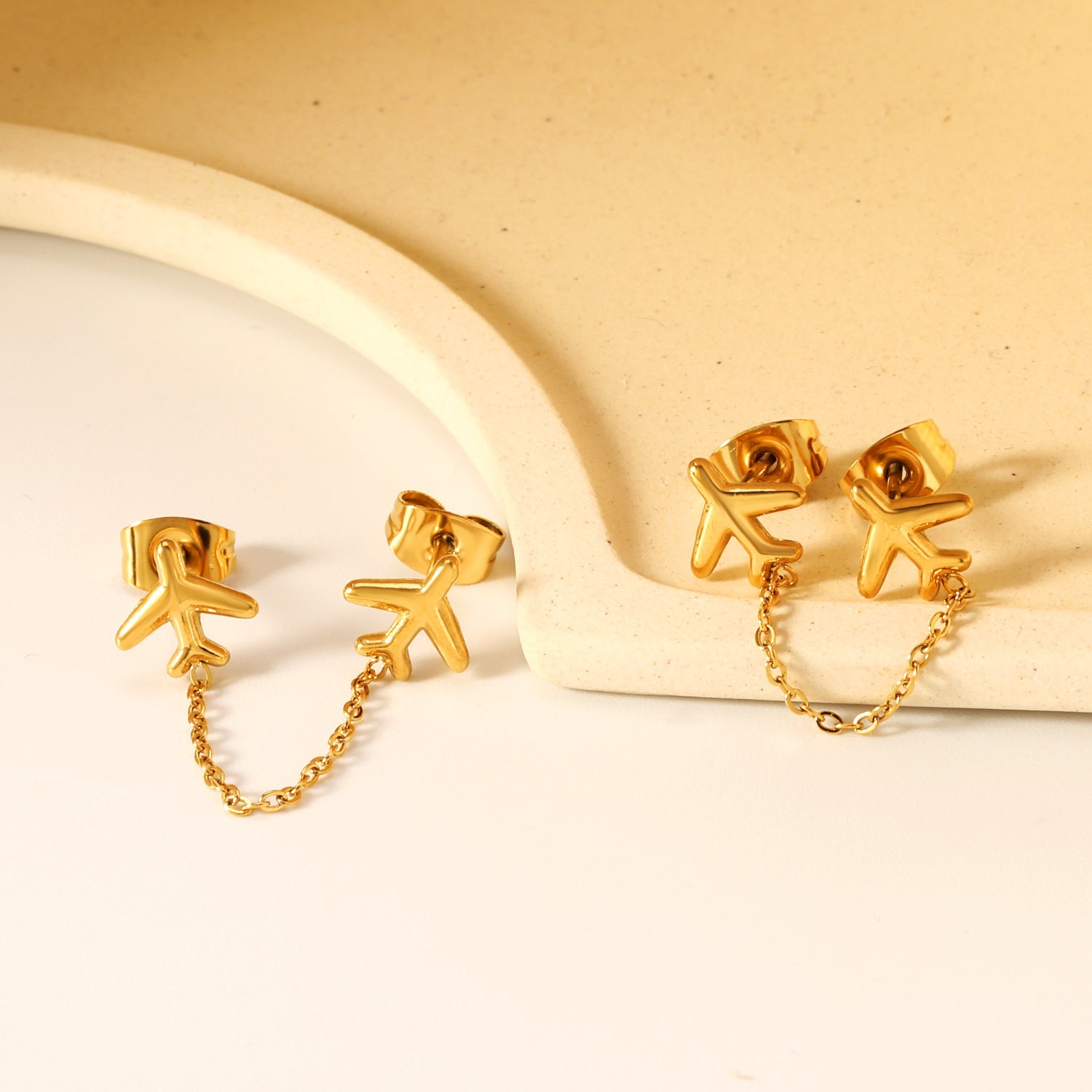 8.2*8mm Airplane+03 Cross Chain 30mm Accessories Earrings Golden asonjewelry