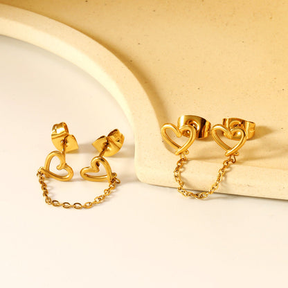 7*6.2mm heart circle+03 cross chain 30mm accessories Earrings Gold color asonjewelry