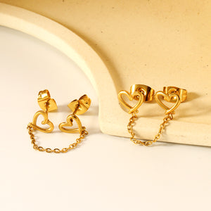 7*6.2mm heart circle+03 cross chain 30mm accessories Earrings Gold color