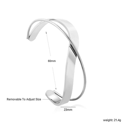 Width 23mm, inner diameter 60mm, irregular geometric cross bracelet, steel color/gold color asonjewelry