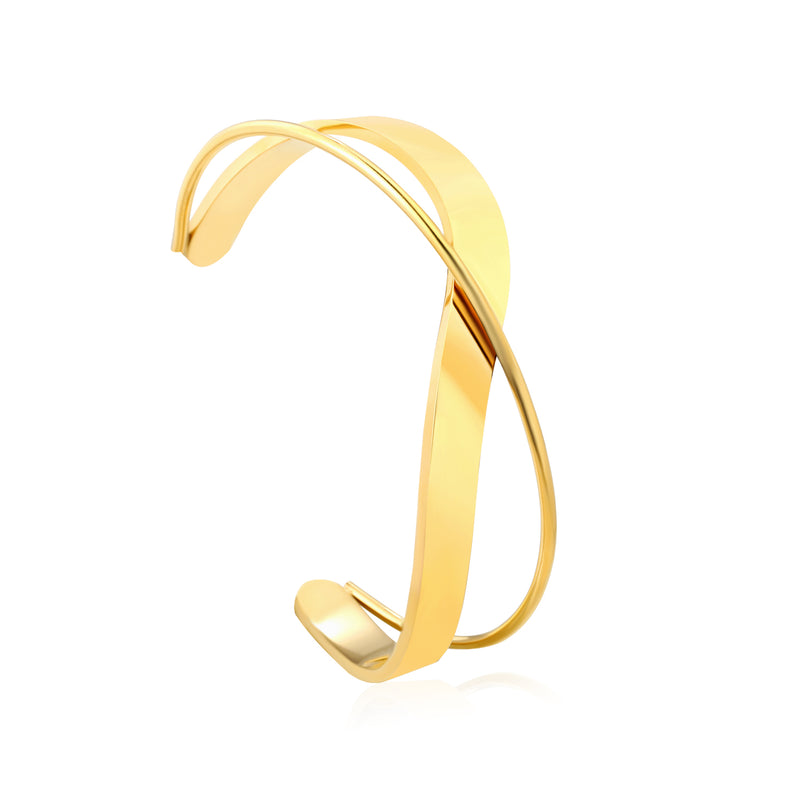 Width 23mm, inner diameter 60mm, irregular geometric cross bracelet, steel color/gold color