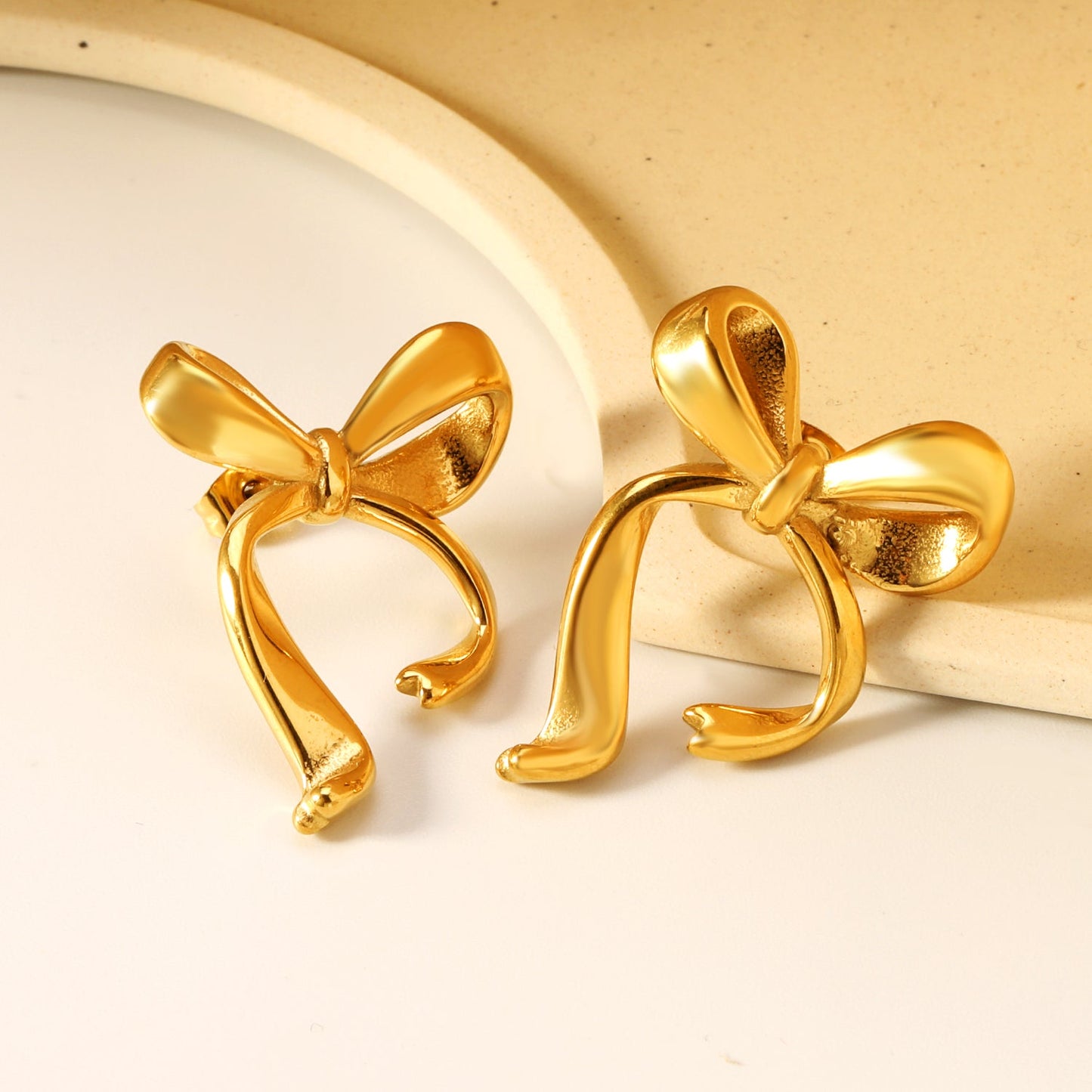24*32mm bow earrings gold color asonjewelry