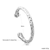 6mm wide, 60mm inner diameter hammered texture teardrop bracelet Steel color/gold color
