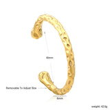 6mm wide, 60mm inner diameter hammered texture teardrop bracelet Steel color/gold color