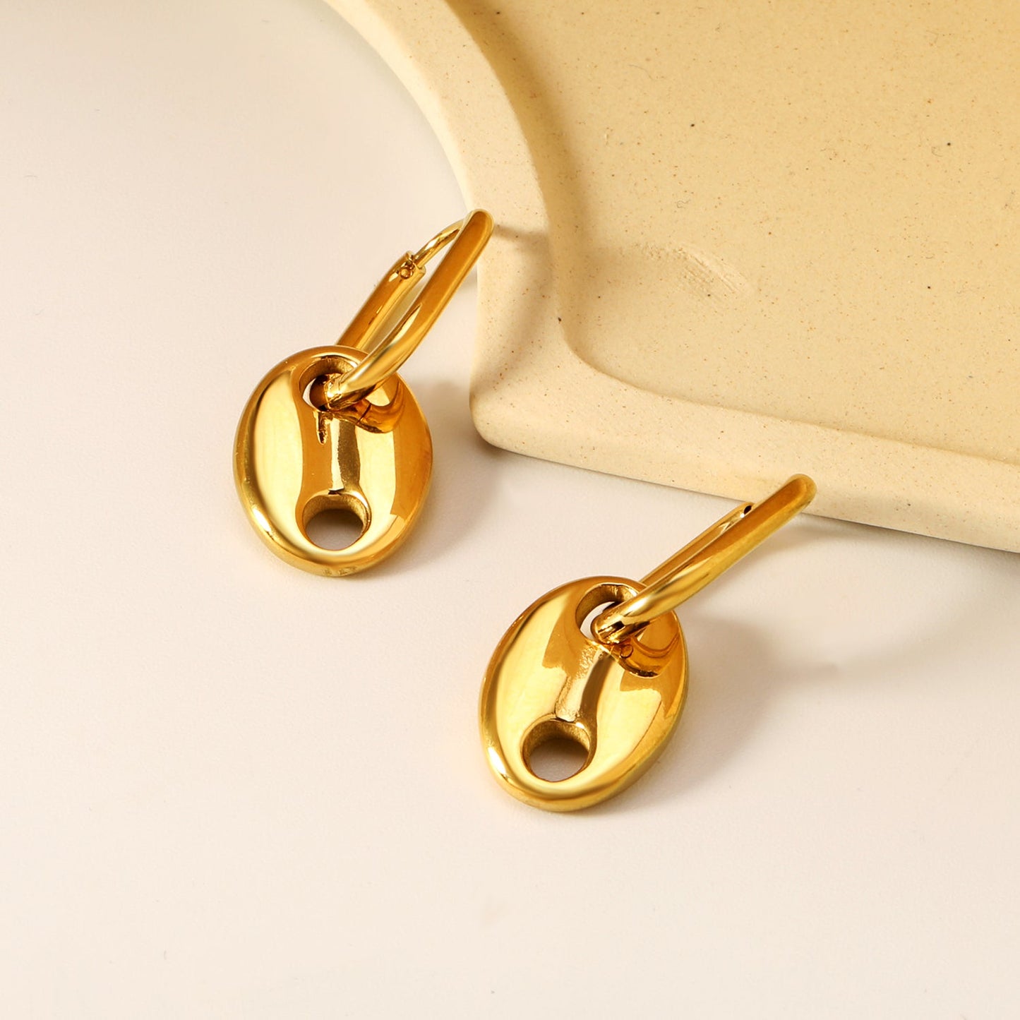 Wire 2*12*17mm oval earrings + 13*17mm pig nose fittings Earrings gold color asonjewelry