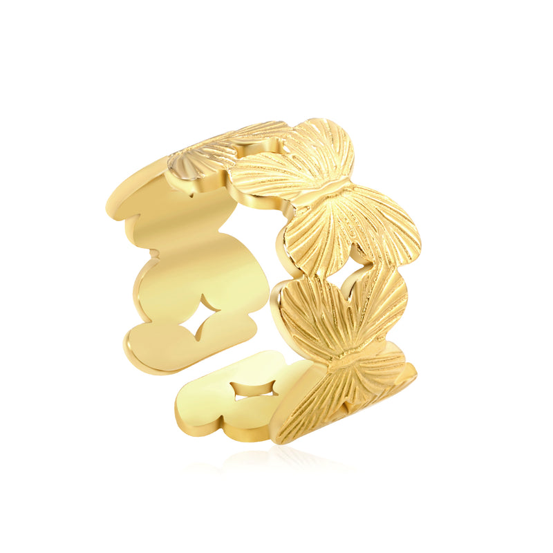 18K Gold - Plated Butterfly - Hollowed - out Ring