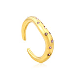 Gold - Plated Multi - Color Gemstone Flower - Shaped Open Ring