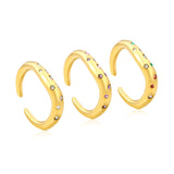 Gold - Plated Multi - Color Gemstone Flower - Shaped Open Ring