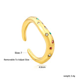 Gold - Plated Multi - Color Gemstone Flower - Shaped Open Ring