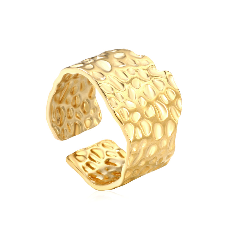 18K Gold - Plated Honeycomb - Textured Ring