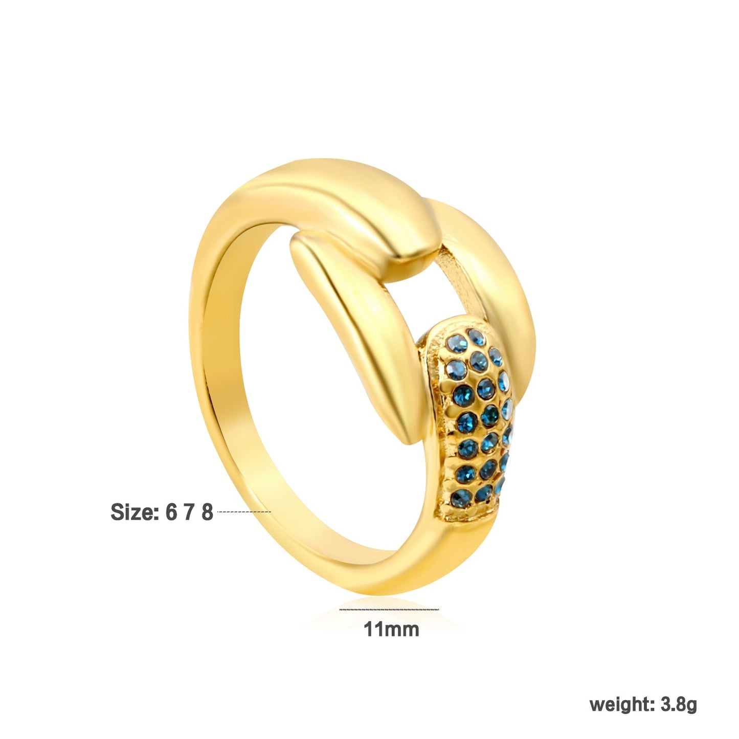 Gold - Plated Twisted Knot Rings with Diamond, Blue - Green & Emerald Gemstones asonjewelry