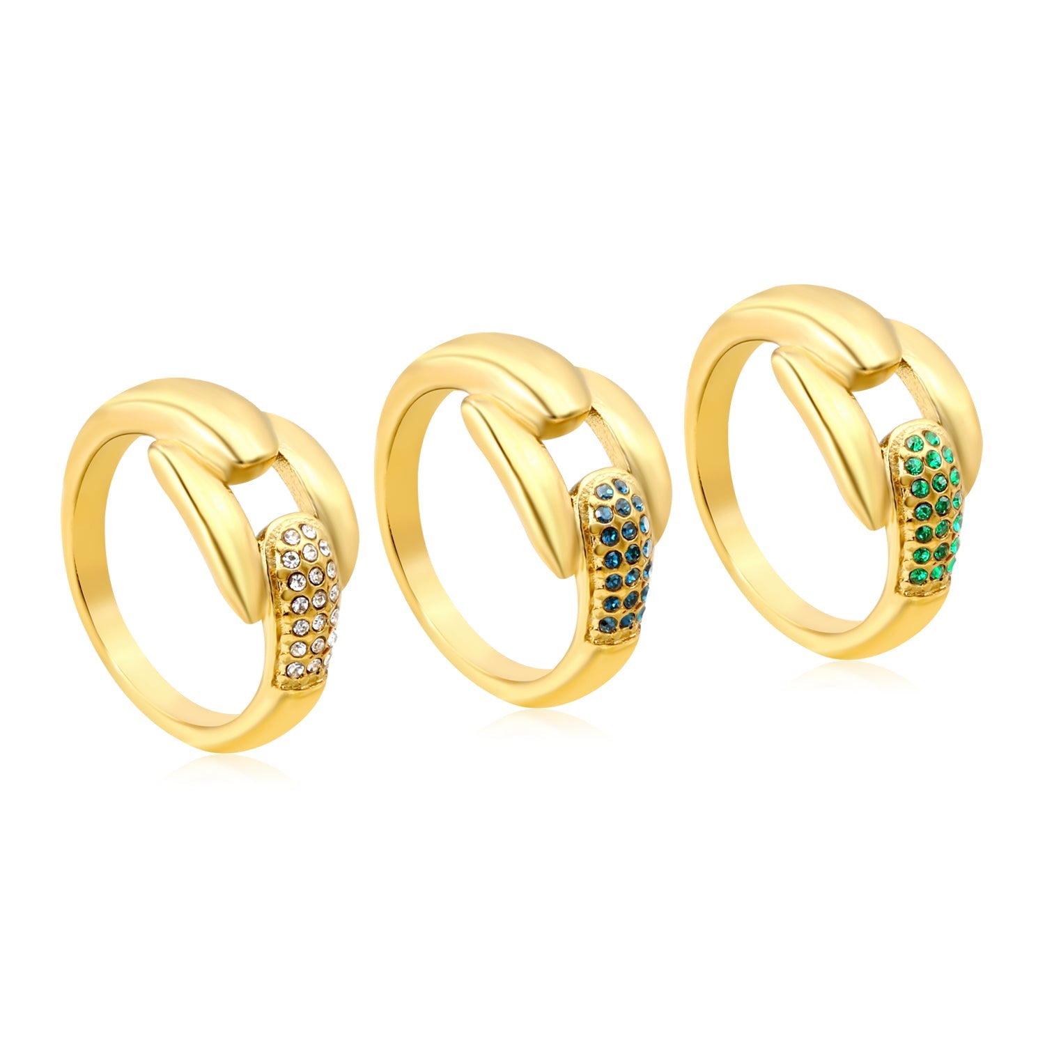 Gold - Plated Twisted Knot Rings with Diamond, Blue - Green & Emerald Gemstones asonjewelry