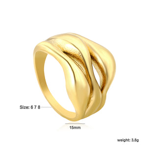 Gold Dual - Wave Twisted Band Ring