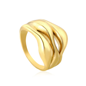 Gold Dual - Wave Twisted Band Ring