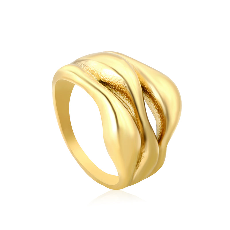 Gold Dual - Wave Twisted Band Ring