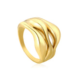 Gold Dual - Wave Twisted Band Ring