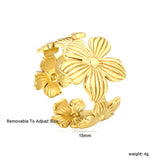 18K Gold - Plated Flower - Embossed Ring