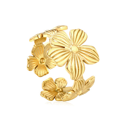 18K Gold - Plated Flower - Embossed Ring asonjewelry