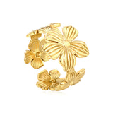 18K Gold - Plated Flower - Embossed Ring