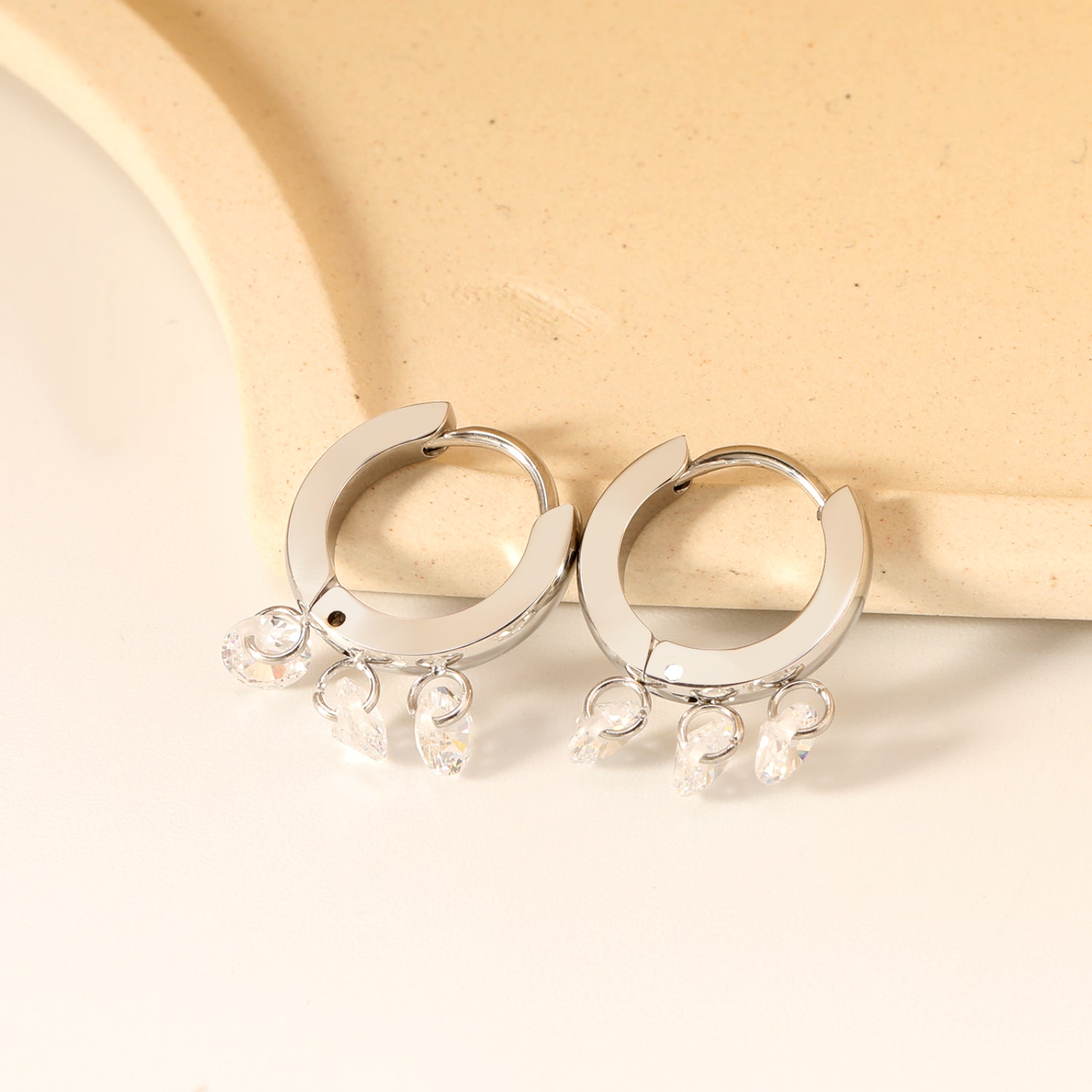2*9mm spherical earrings + 3 4mm round white zirconium fittings gold color/steel color asonjewelry