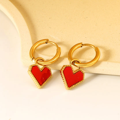 2*10mm I.D. earrings with 12.2*10.4mm heart shaped sticky white/black/red shell fittings Gold color asonjewelry