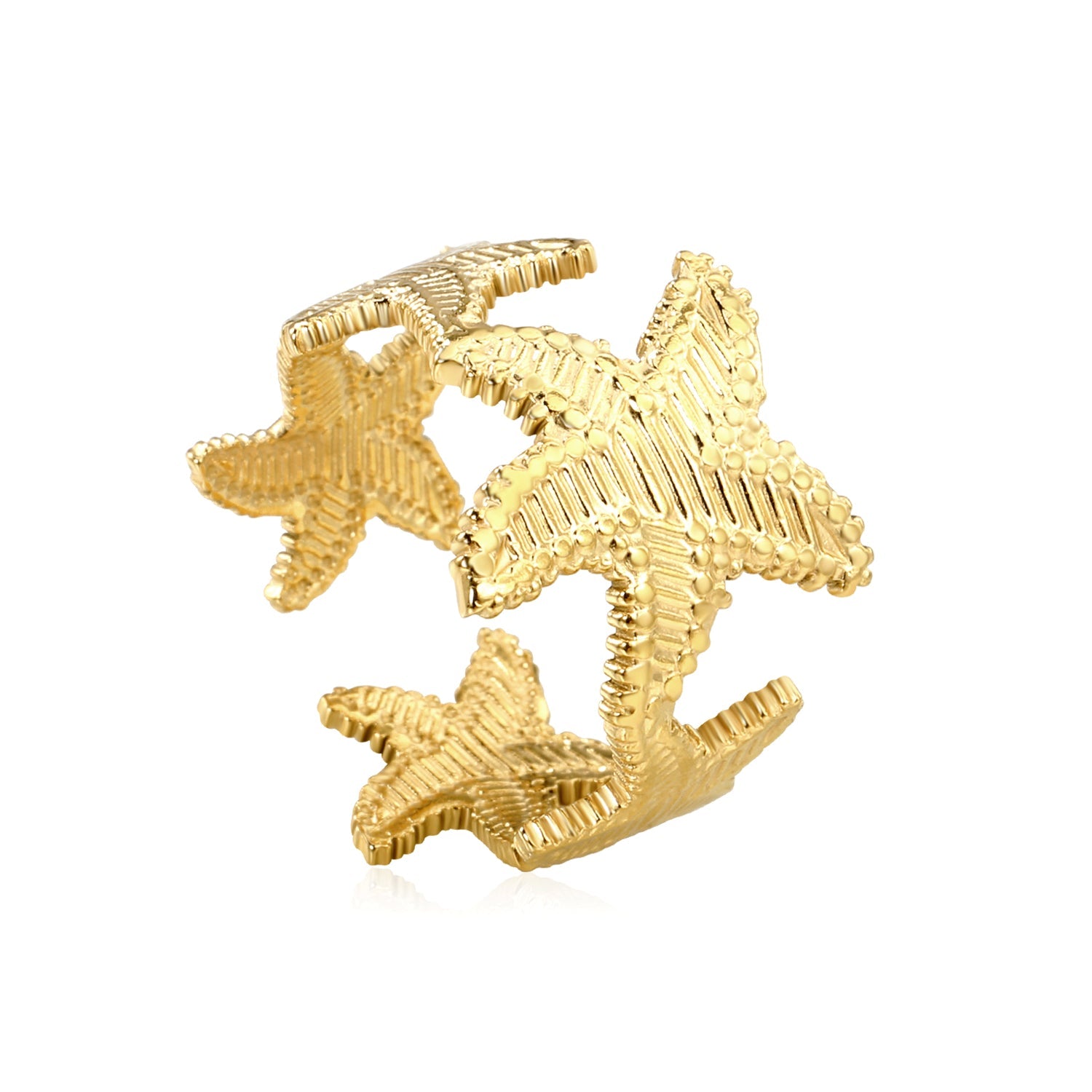 18K Gold - Plated Multi - Starfish Shaped Open Ring asonjewelry
