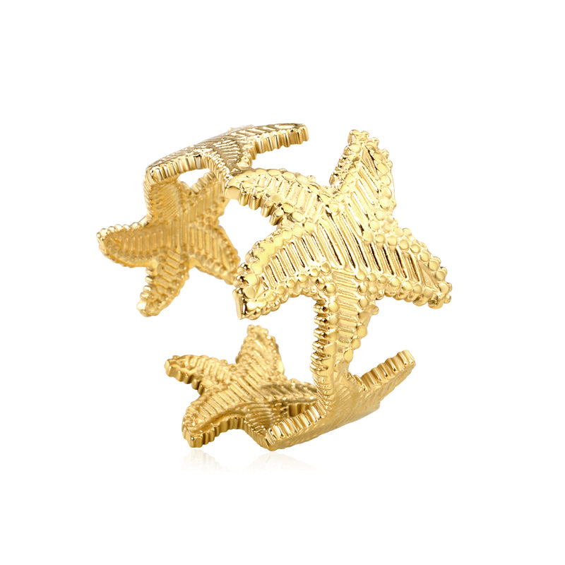 18K Gold - Plated Multi - Starfish Shaped Open Ring