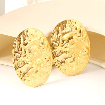46.2*66.4mm shield textured face earrings gold color asonjewelry