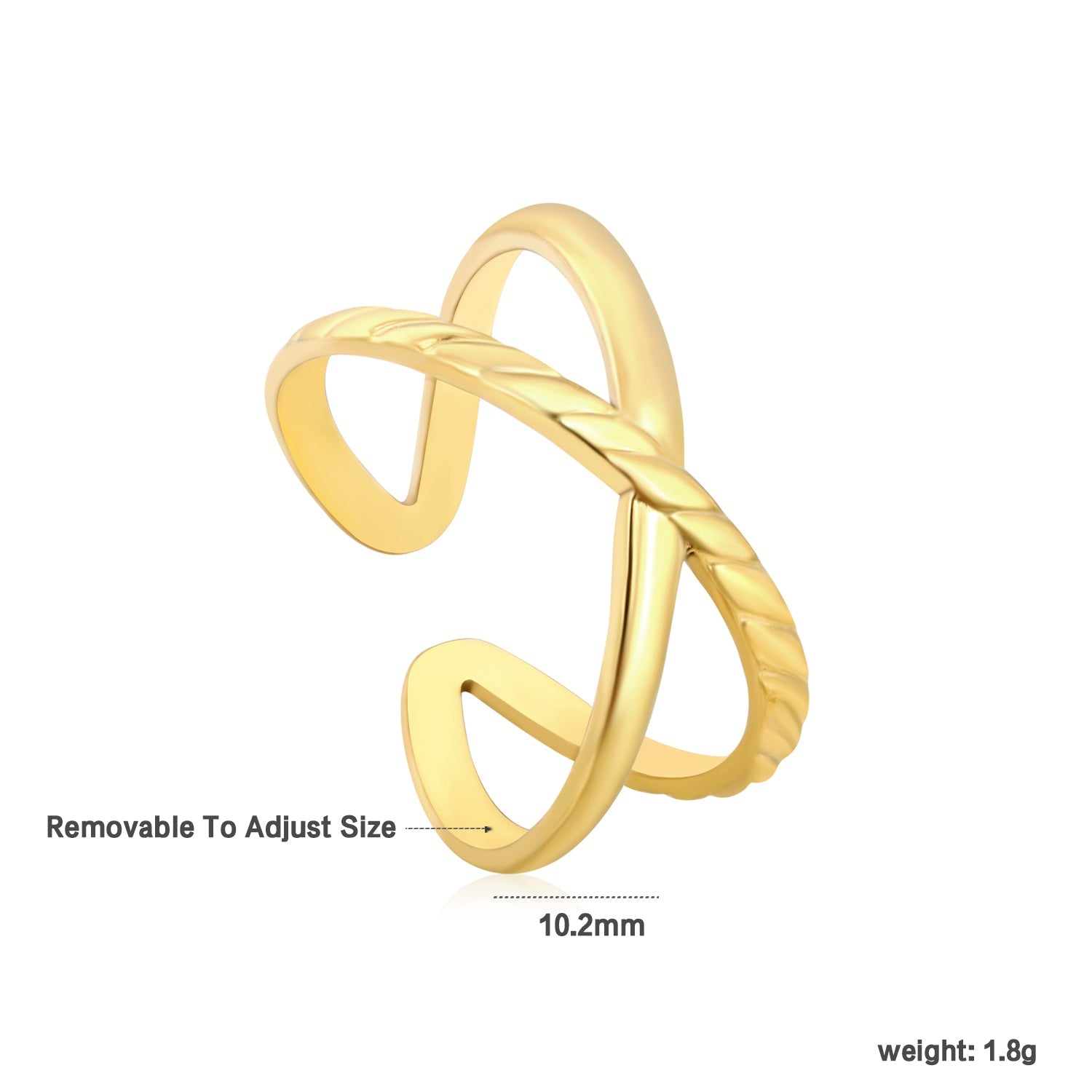 7.9mm High-Profile Golden Open Ring ¨C 7.9mm Elevated Wide Band, Adjustable & Eye-Catching for Statement Style asonjewelry