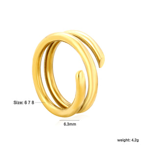 Gold - Plated Stainless Steel Triple - Band Twisted Open Ring
