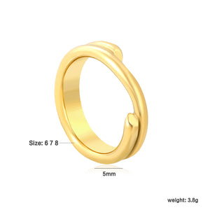 Gold - Plated Stainless Steel Double - Band Open Ring