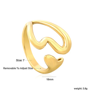 Gold Curved - Heart - Shaped Open Ring