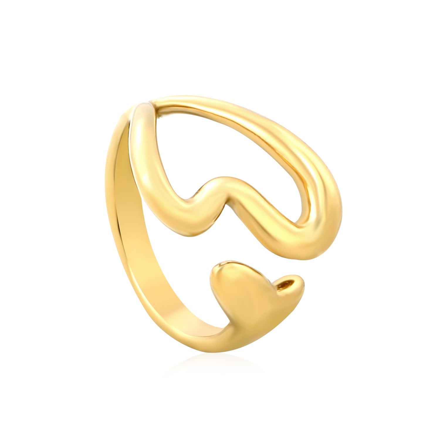 Gold Curved - Heart - Shaped Open Ring asonjewelry