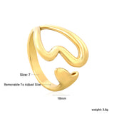 Gold Curved - Heart - Shaped Open Ring