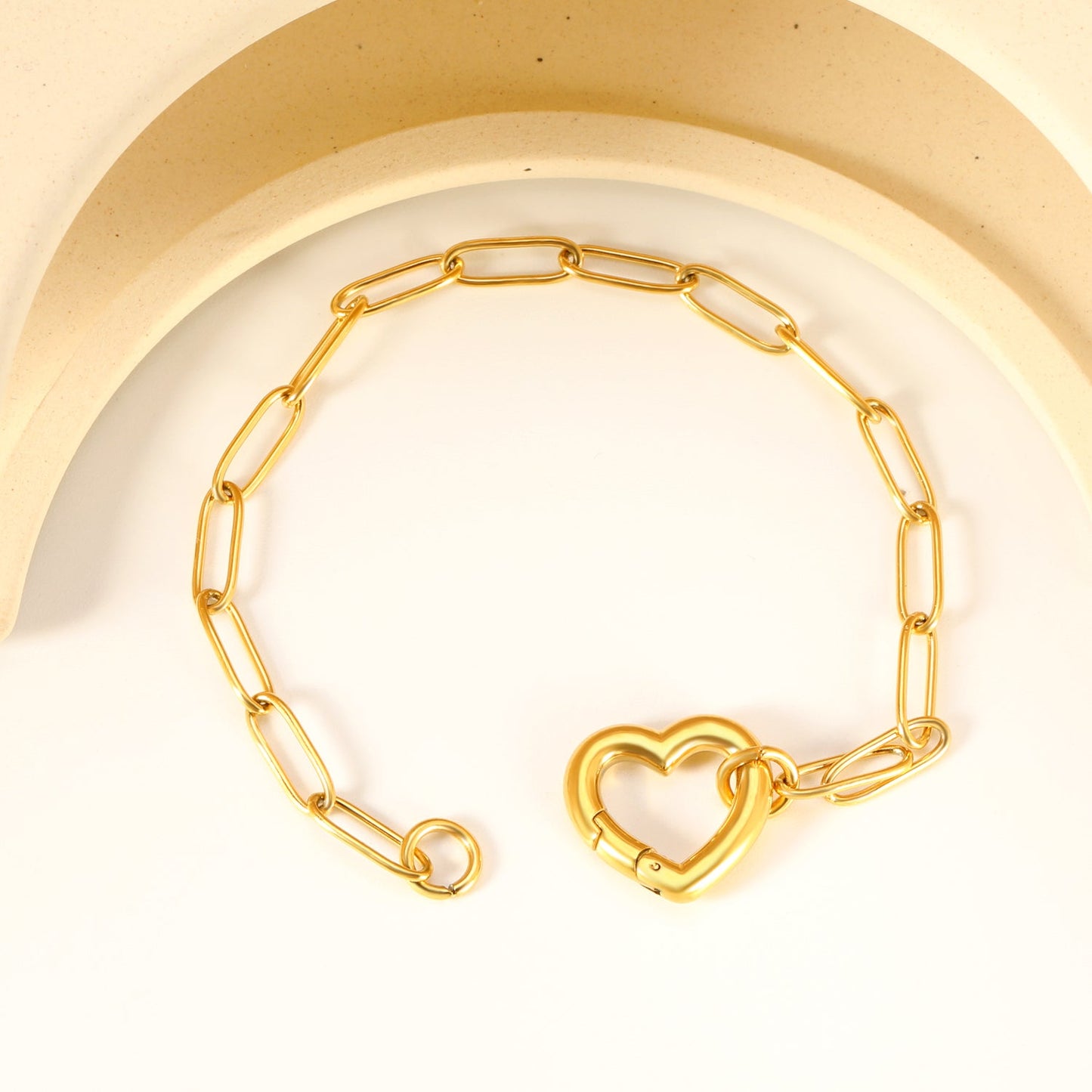 Wire 3*17*16mm Peach Heart Clasp Accessory 18+3cm+6mm Round Plaque Bracelet Golden asonjewelry