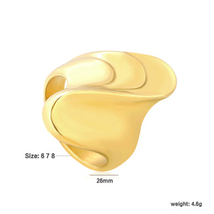 Gold - Plated Stainless Steel Asymmetric Wave Ring