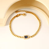 10.8*8.8mm rectangle blue zirconium + CNC white zirconium circle accessory 18+3cm bracelet gold color