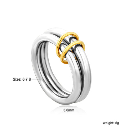 Stainless Steel & Gold - Plated Double - Loop Intertwined Rings asonjewelry