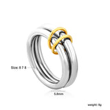 Stainless Steel & Gold - Plated Double - Loop Intertwined Rings