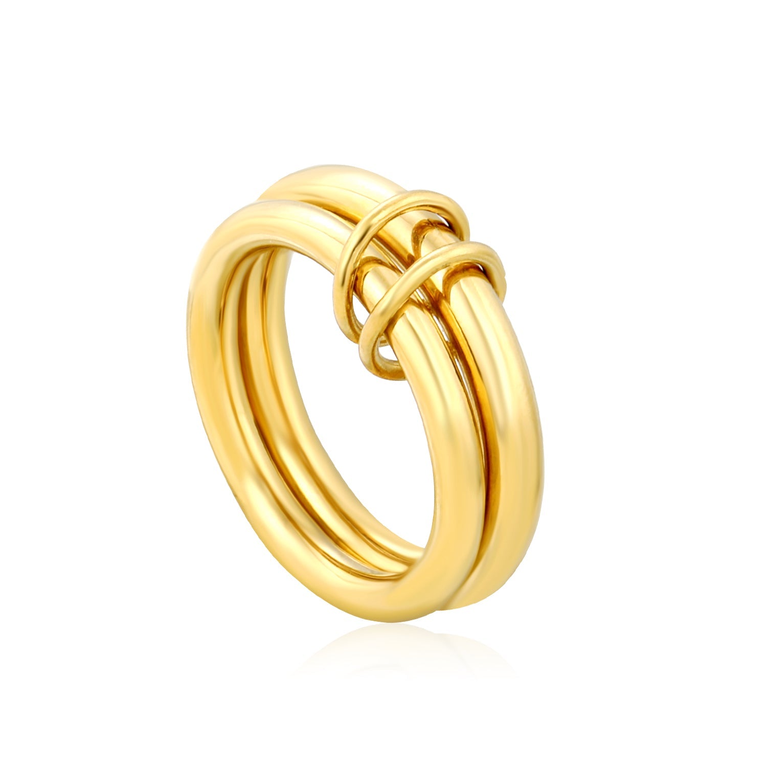 Stainless Steel & Gold - Plated Double - Loop Intertwined Rings asonjewelry