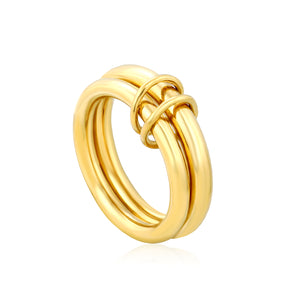 Stainless Steel & Gold - Plated Double - Loop Intertwined Rings