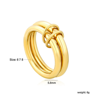 Stainless Steel & Gold - Plated Double - Loop Intertwined Rings asonjewelry