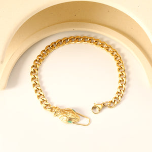 10*17.2mm Snake Head Sticky Emerald Zirconium Fittings 18cm Bracelet Gold Color