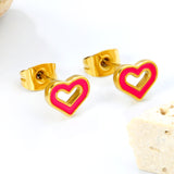 10 pairs mixed 5 colors 8.1*6.6mm heart shaped oil drip set earrings gold color