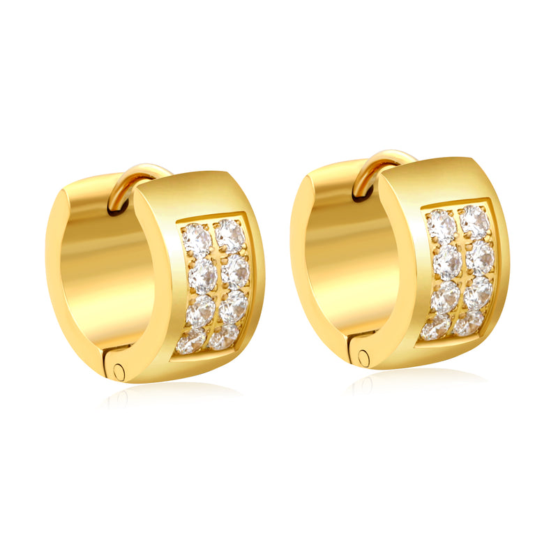 CNC 7* Outer Diameter 13mm Spherical Ear Hook + White Zirconia, Gold